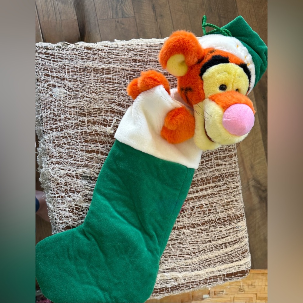 Tigger Plush Holiday Stocking - Green/White
